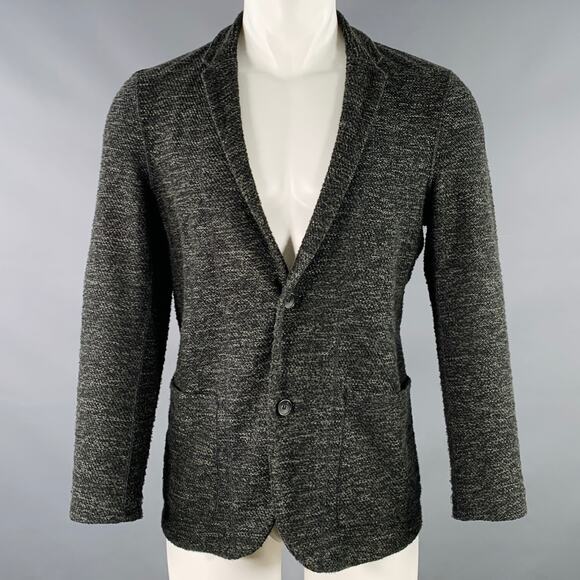 ROBERT GELLER Size S Grey Charcoal Knit Polyester Blend Notch Lapel Cardigan - Picture 1 of 10